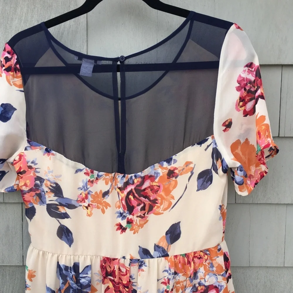 Nordstrom Bar III Floral Short Sleeve Scoop Neck Midi Dress XL - Picture 9 of 10